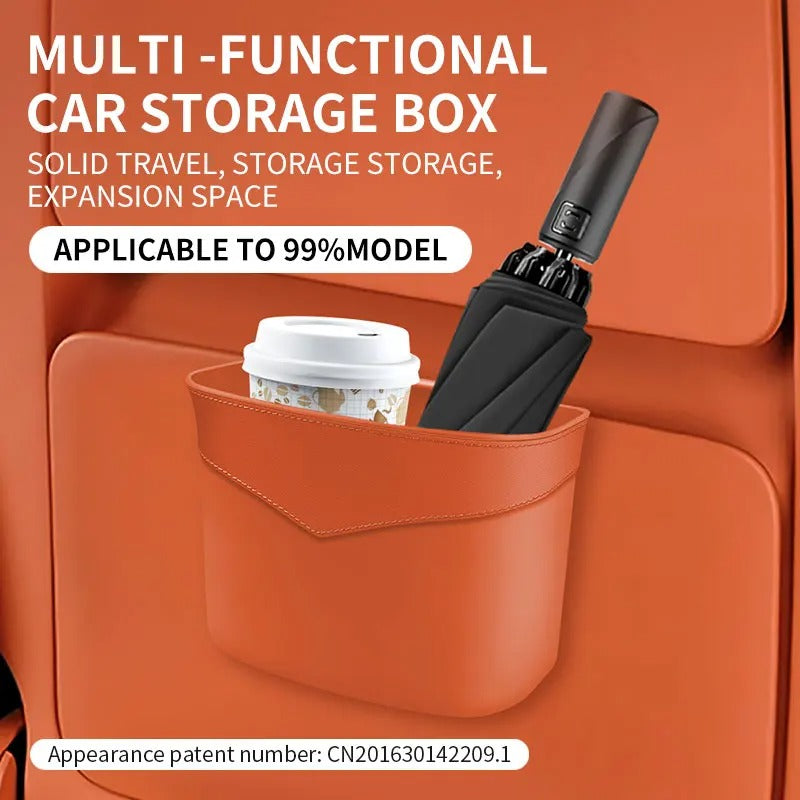 Car Trash Can – Multi-Functional Hanging Storage Bucket for Interior Organization - Delicate Leather