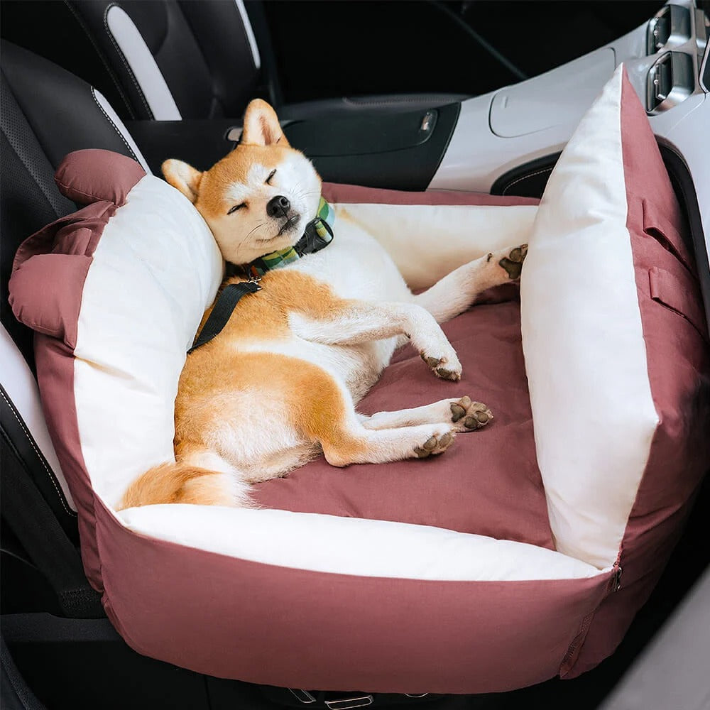 Portable Dog Car Seat & Puppy Bed - Adjustable Strap, Non-Slip, Travel & Home Use - Delicate Leather