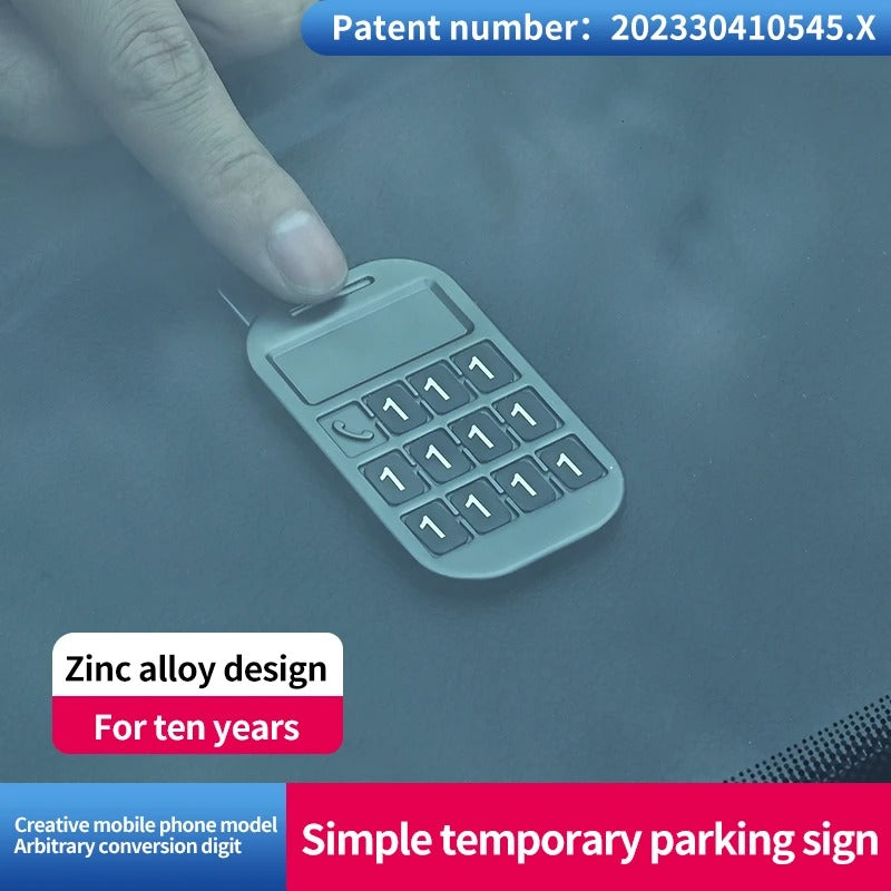 Titanium Alloy Temporary Parking Number Plate – Metal Number Display for Cars & Trucks - Delicate Leather