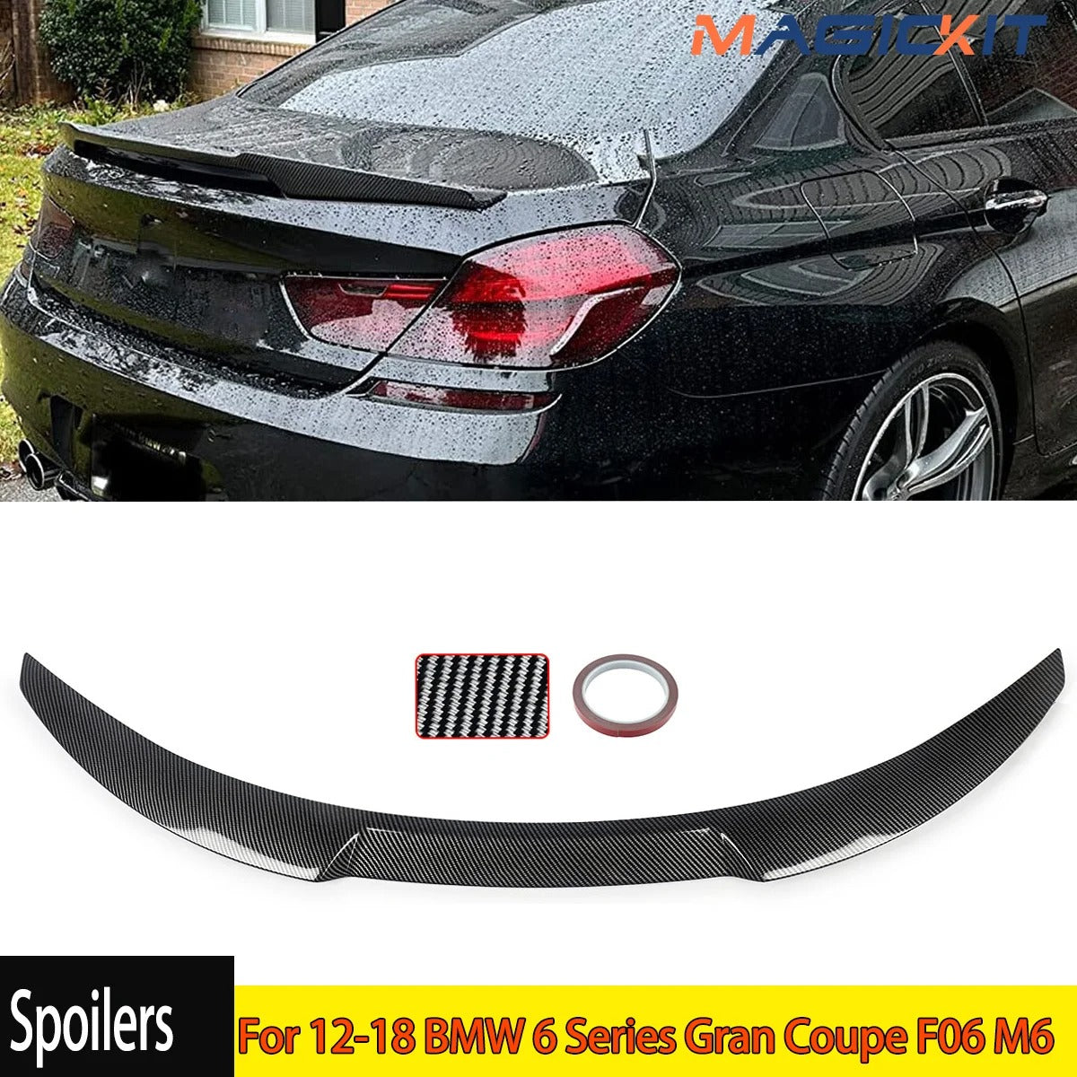M4 Style Rear Trunk Spoiler for BMW 6 Series Gran Coupe F06 (2012-2018) – Carbon Fiber Look - Delicate Leather
