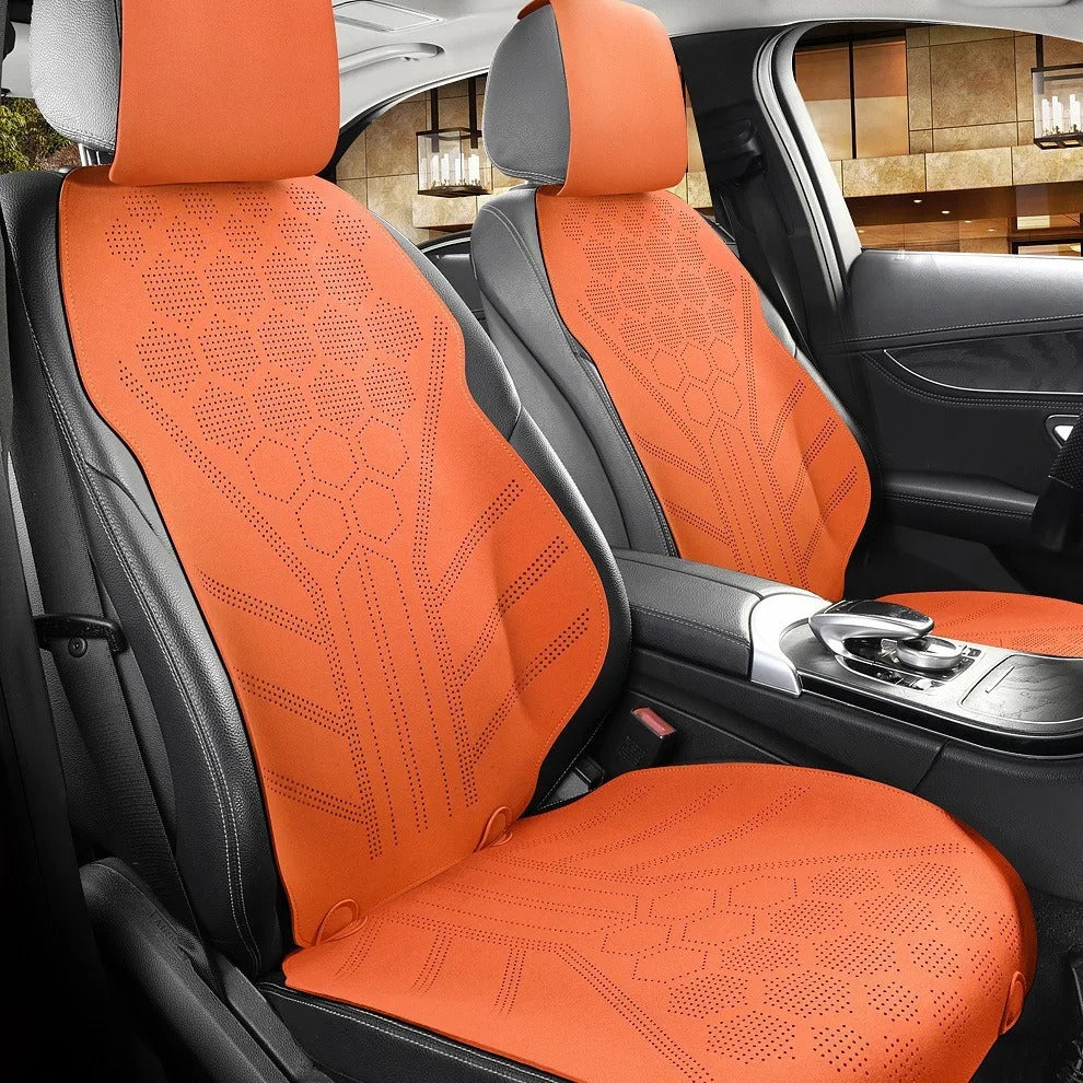 All-Season Breathable Suede Car Seat Cover - Ultra-Thin, Anti-Slip Protective Cushions for Front and Rear Seats - Delicate Leather