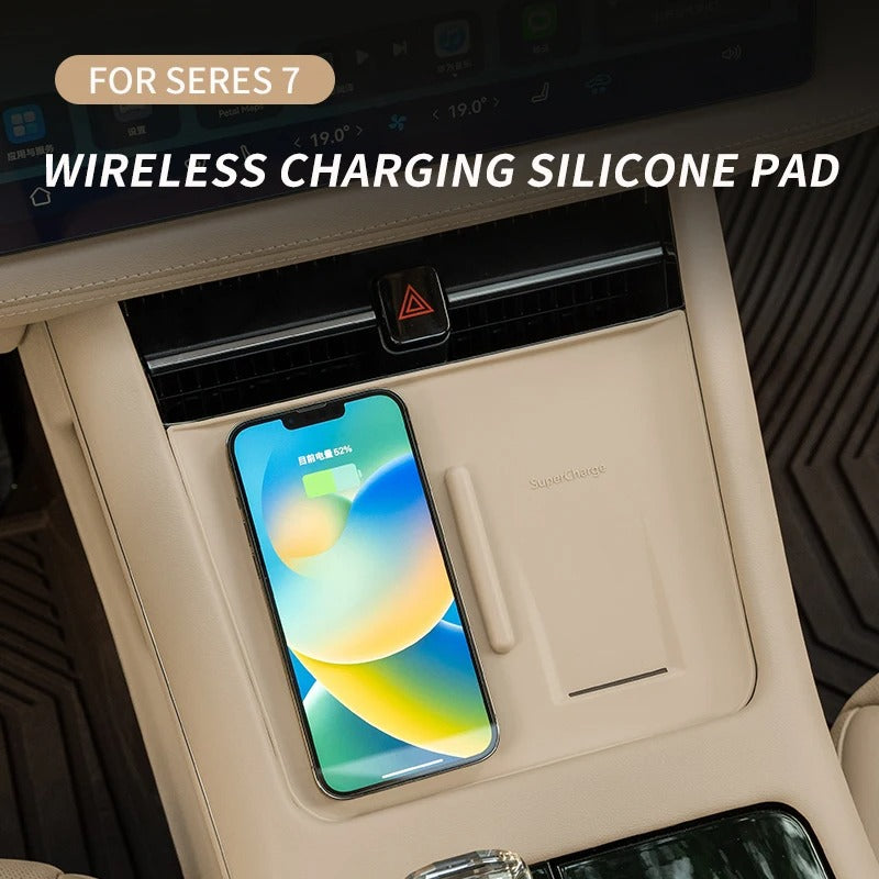 Wireless Charging Silicone Pad – Non-Slip Phone Mat for SERES Huawei AITO M7/M5 - Delicate Leather