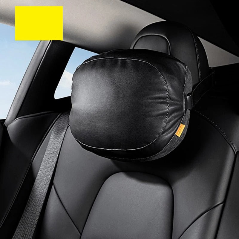 Double-Sided Car Headrest Pillow – Neck Support Cushion for Comfortable Travel - Delicate Leather