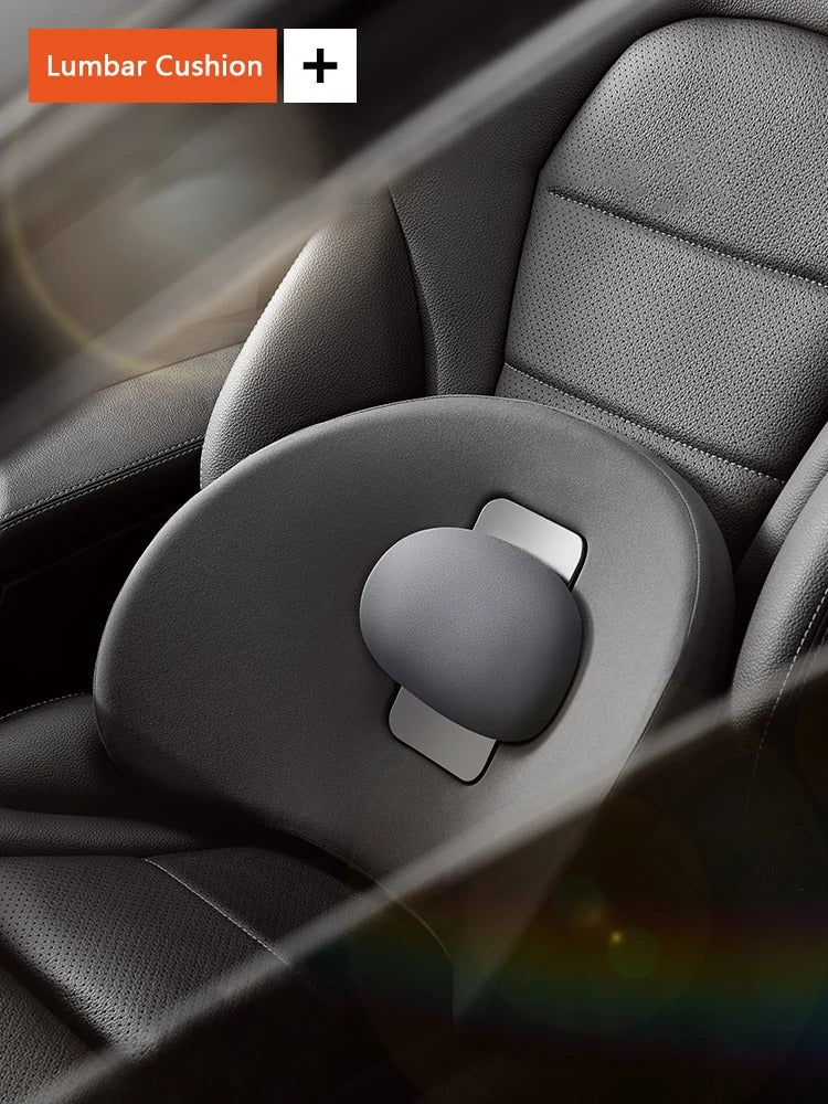Memory Foam Car Seat Back Support – Lumbar Cushion for Low Back Pain Relief - Delicate Leather