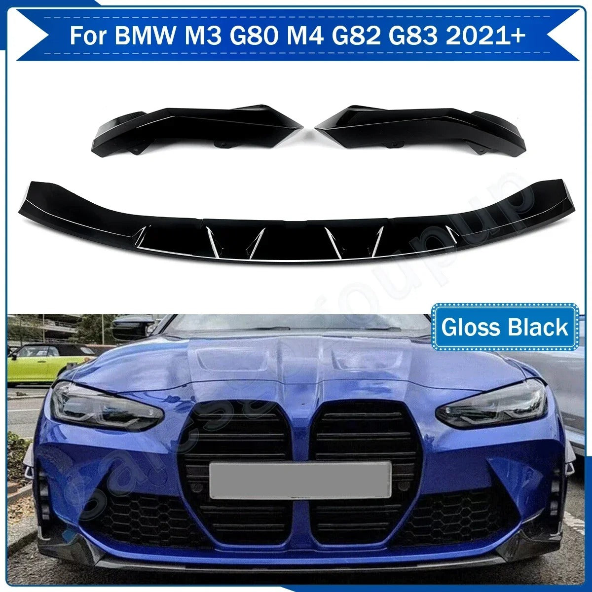 Carbon Fiber Style Front Splitter Bumper Lip for BMW G80 M3 & G82/G83 M4 (2021-2023) – M Performance Style - Delicate Leather