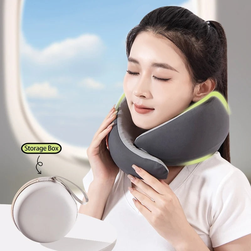 Portable Memory Foam Neck Pillow – U-Shaped Travel Pillow for Cervical Support, Camping, and Rest - Delicate Leather