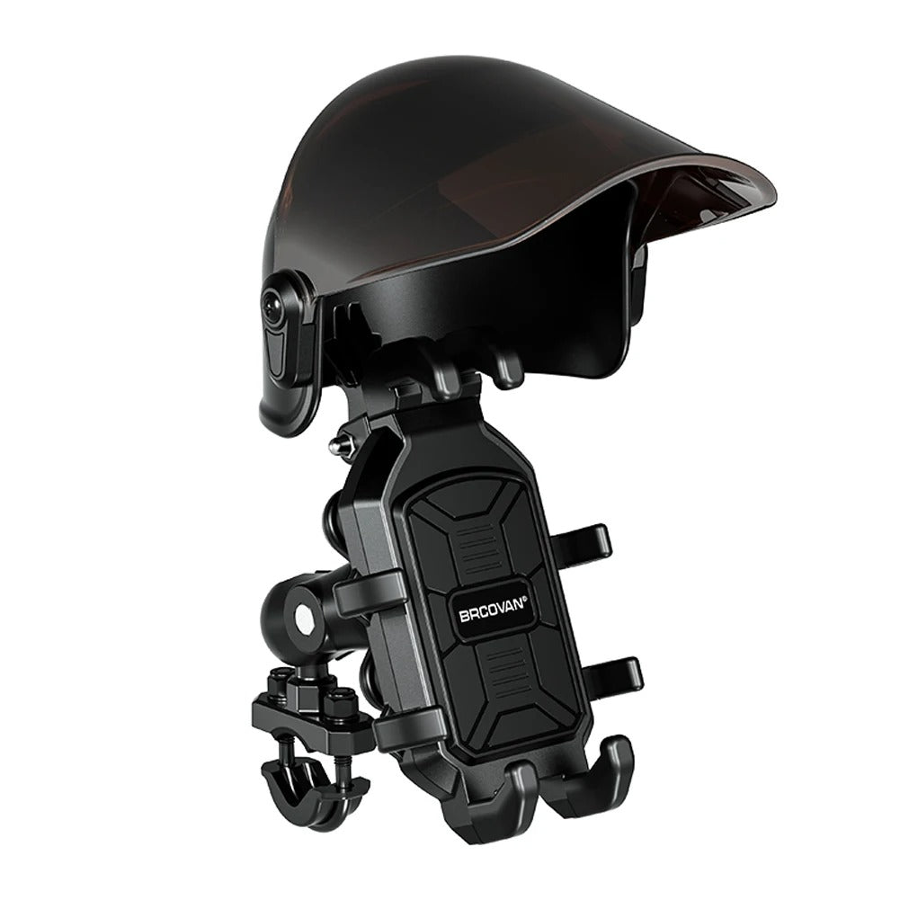 Small Helmet Motorcycle Phone Holder Sunshade & Rainproof Mobile Phone Umbrella - Delicate Leather