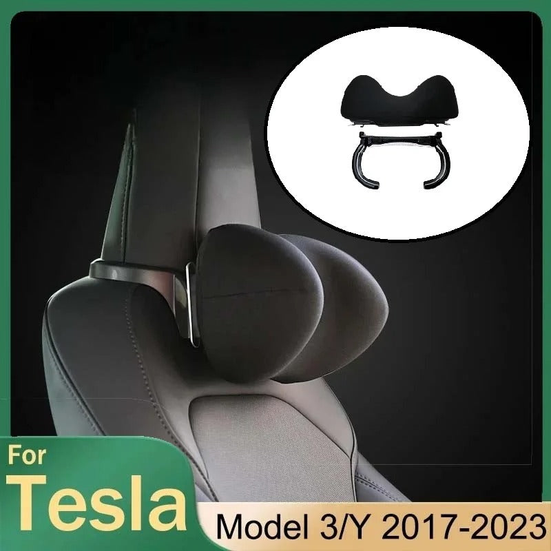 Neck Pillow Headrest for Tesla Model 3 and Model Y 2024 – Premium Seat Support Accessory - Delicate Leather