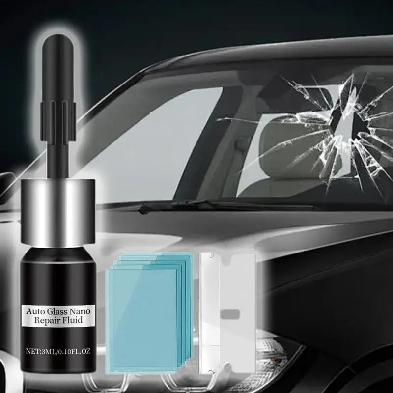 Cracked Windshield Repair Kit 3ml - Quick-Fix Glass Scratch & Damage Repair Glue for Cars and Mirrors - Delicate Leather