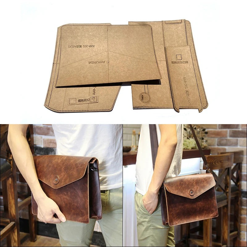 DIY Leather Craft Paper Template – Messenger Bag Sewing Pattern (30x22x7cm) - Delicate Leather