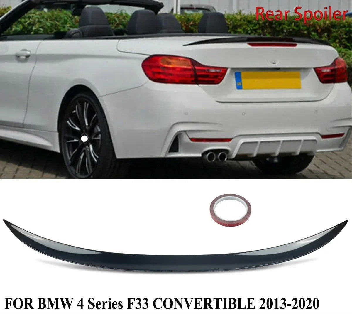 Gloss Black M Performance Rear Spoiler for BMW 4 Series F33 & M4 F83 Convertible (2013-2020) - Delicate Leather