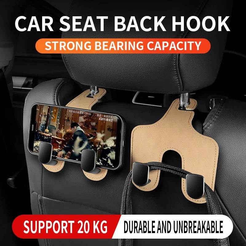 Double Hook Seat Back Storage – Flip Fur Leather Hooks for Car Front Seat - Delicate Leather
