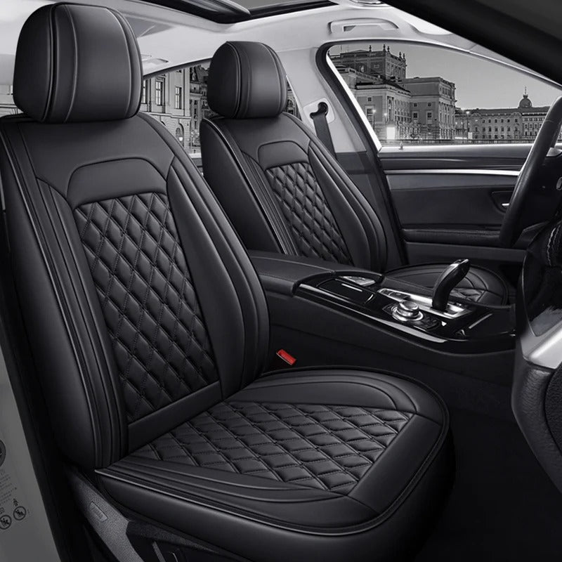 Full Set PU Leather Car Seat Covers - 3D Wrap-Around Design, Breathable and Comfortable for 5-Seater Cars - Delicate Leather