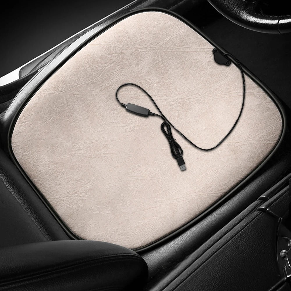 Universal USB Heated Car Seat Cushion – Winter Warm Plush Pad for Ultimate Comfort - Delicate Leather