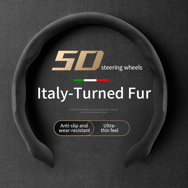 Ultra-Thin Suede Steering Wheel Cover – Sweat-Absorbing & Anti-Slip Handlebar Grip - Delicate Leather