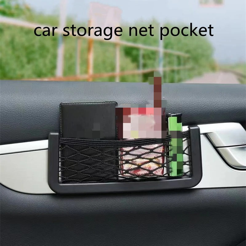 Car Mobile Phone Storage Bag – Multi-Functional Mesh Storage Rack for Interior Organization - Delicate Leather