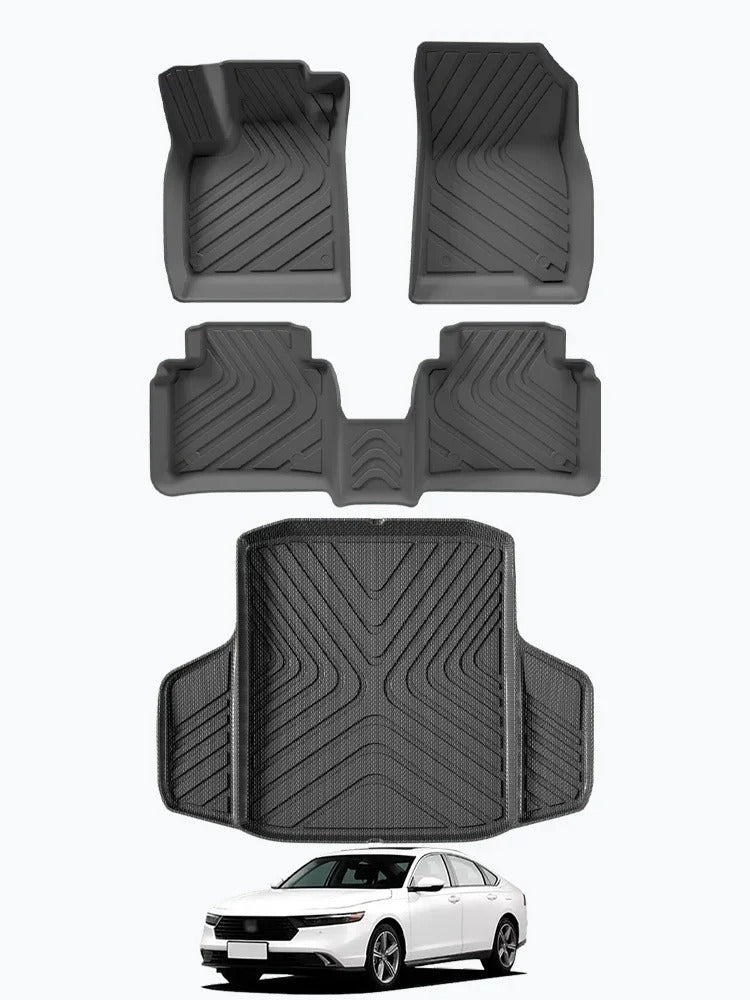 TPE 3D Car Floor Mats & Cargo Liner for Honda Accord 2023-2024 - All-Weather Auto Accessories (Left-Hand Drive) - Delicate Leather