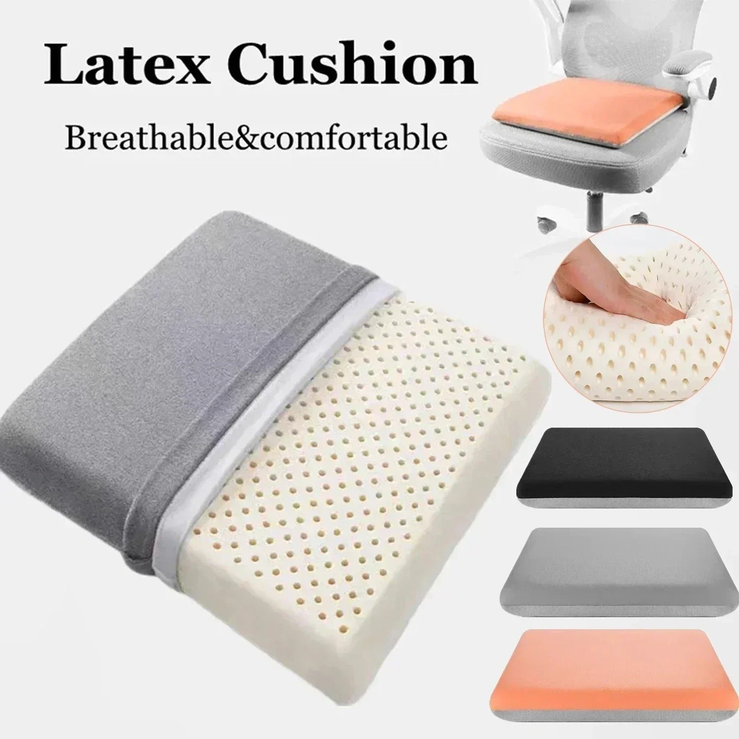 1PC Natural Latex Seat Cushion – Orthopaedic Pillow for Chair and Hips Support