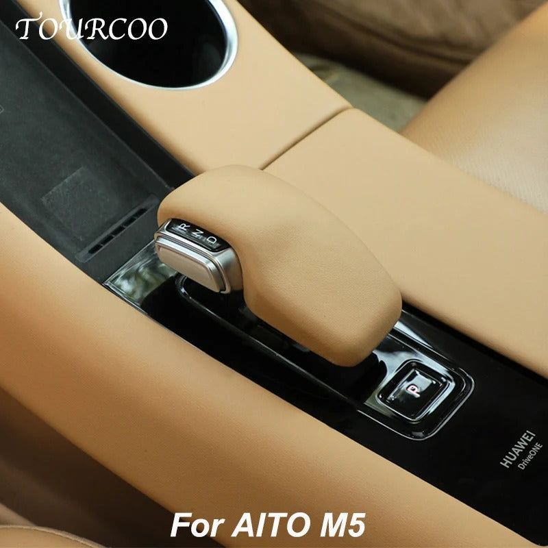 Leather Gear Shift Knob Cover – Gear Head Collar Case for AITO M5 - Delicate Leather