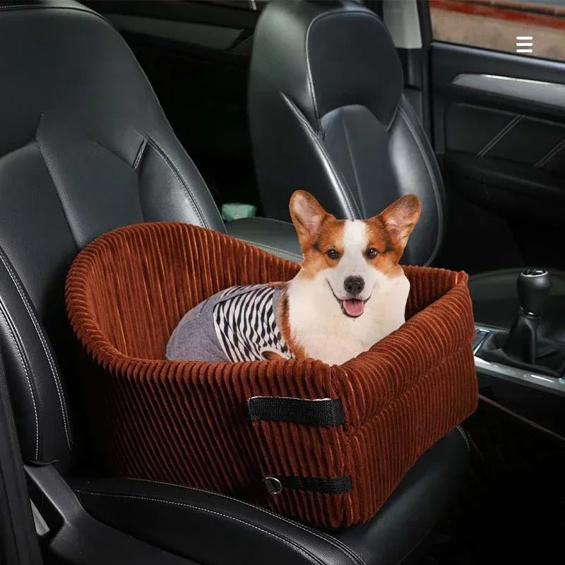 Comfortable Pet Car Seat Carrier Bag - Washable Travel Cushion for Dogs & Cats - Delicate Leather