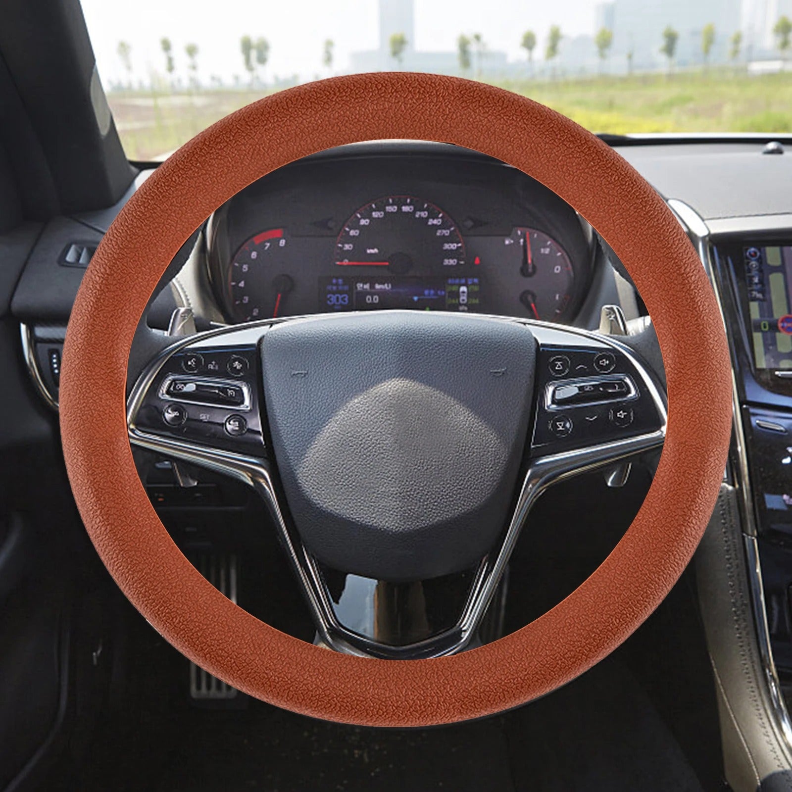 General Motors Universal Silicone Steering Wheel Cover – Brown Protective Cover for Most Cars
