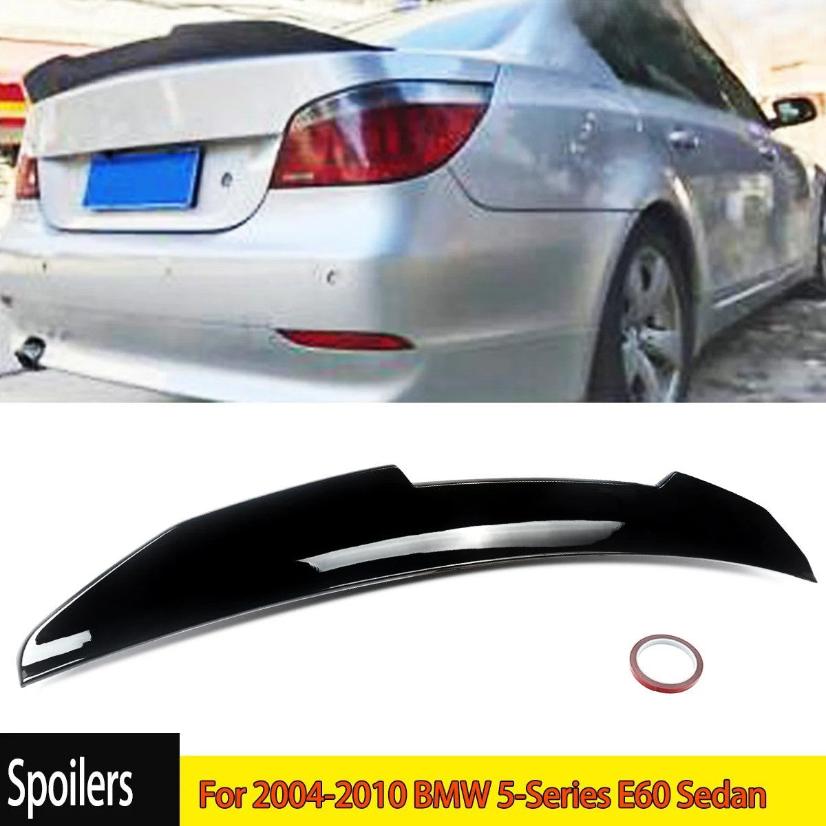 Gloss Black Duckbill PSM Style Trunk Spoiler for BMW E60 5-Series (2004-2010) - Delicate Leather