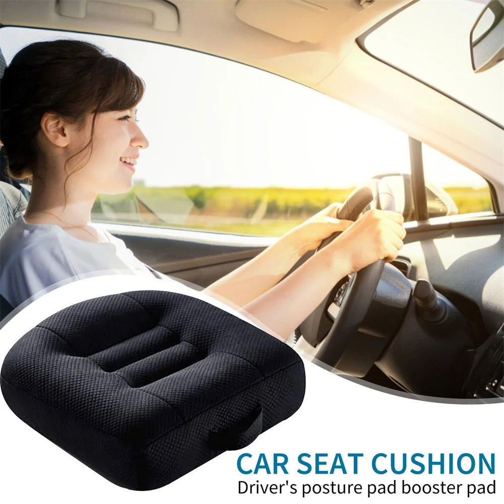 Portable Car Seat Booster Cushion - Heightening Driver Seat Pad for Enhanced Field of View - Delicate Leather
