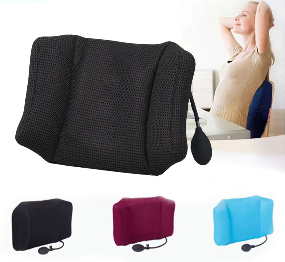 Portable Inflatable Lumbar Support Pillow – Ergonomic Cushion for Back Pain Relief - Delicate Leather