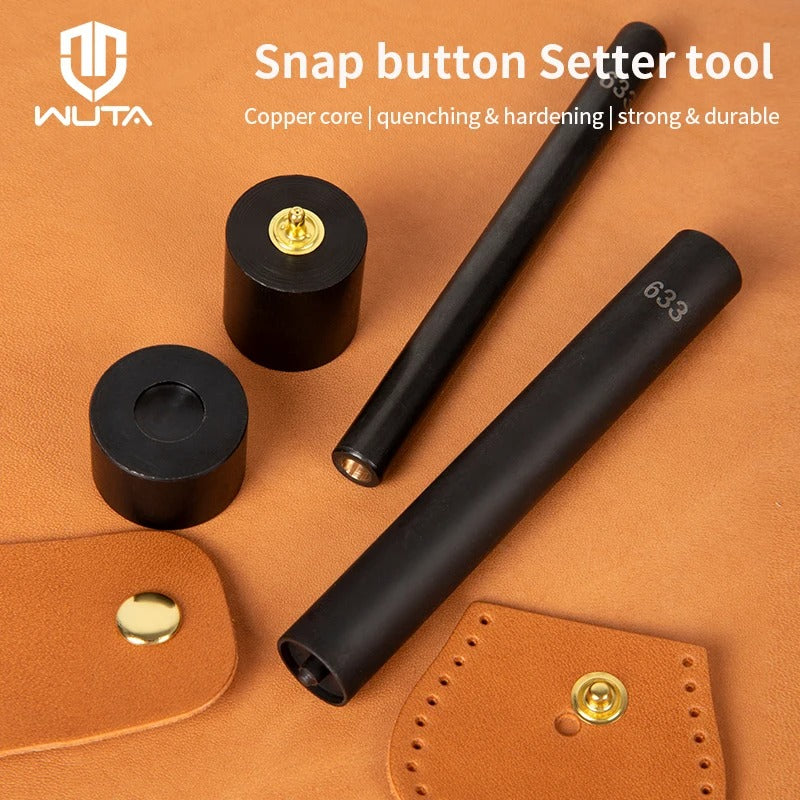 Professional Snap Button Setter Tool Kit – Precision Mold Die Tools for Snap Fastener Installation (8/10/12.5/15mm) - Delicate Leather