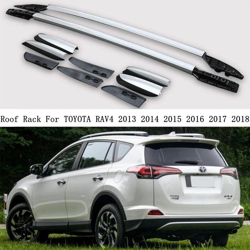 Roof Rack for Toyota RAV4 (2013-2018) - High-Quality Aluminum Alloy Rails for Luggage Carrier - Delicate Leather