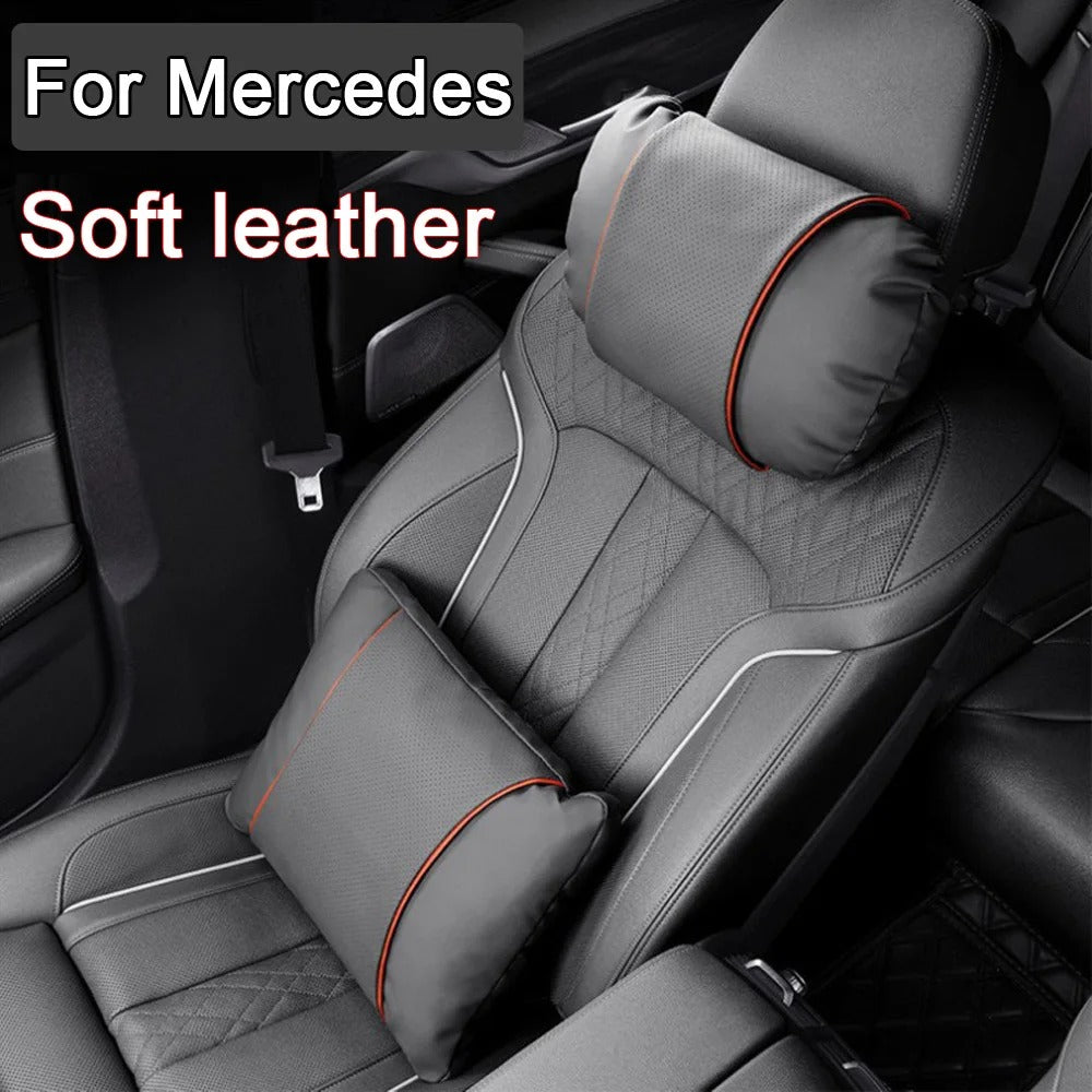 Luxury Nappa Leather Car Neck Pillow – Ergonomic Headrest Support for Car