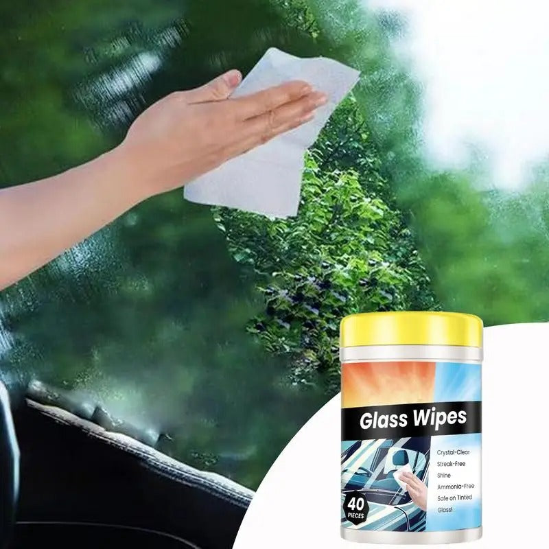 Car Windshield Cleaning Wipes – Anti-Fog & Oil Stain Remover (40 Sheets) - Delicate Leather