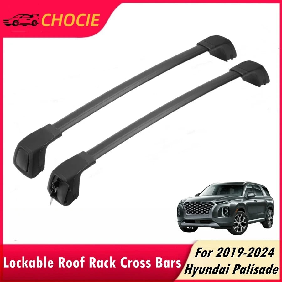 Lockable Roof Rack Cross Bars for Hyundai Palisade (2019-2024) - Aluminum Roof Rail Cargo Carrier - Delicate Leather