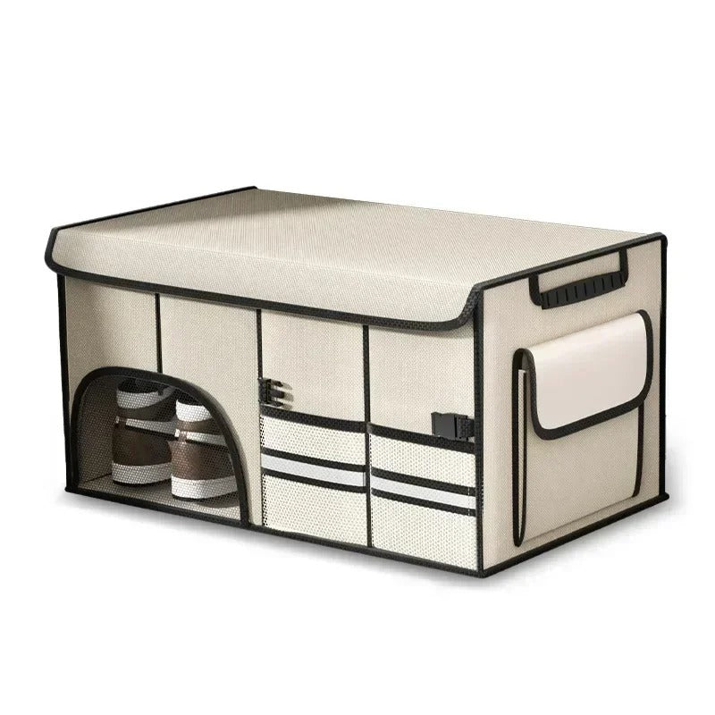 Foldable Car Trunk Organizer - Multi-Compartment Anti-Slip Storage Box for Car Interior - Delicate Leather