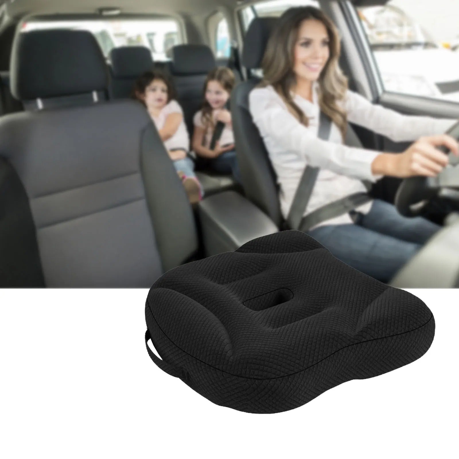 Portable Car Seat Booster Cushion – Breathable Memory Foam Heightening Pad for Improved Driving Comfort and Visibility - Delicate Leather