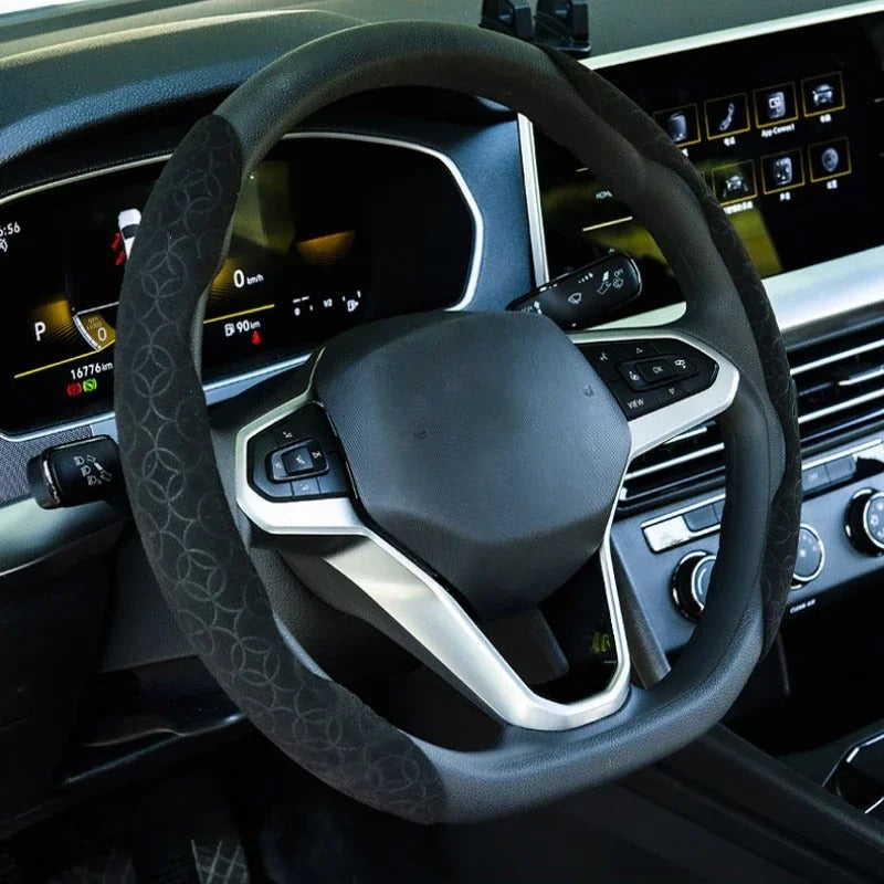 Suede Universal Car Steering Wheel Cover - Protect Your Steering Wheel,Car Decoration Accessories Anti Slip Steering Wheel Cover - Delicate Leather