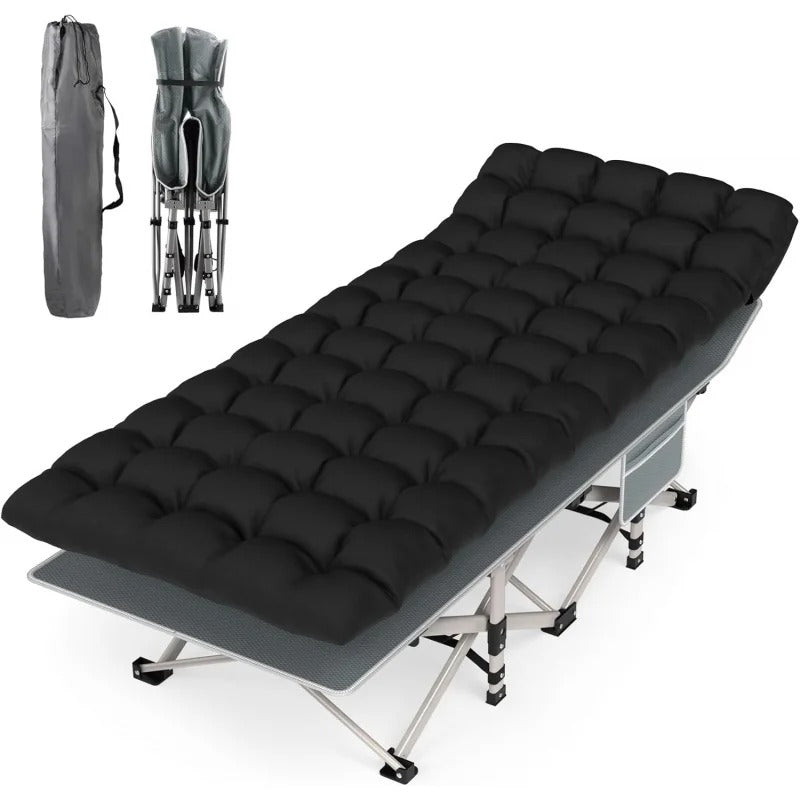 Camping Cot – Portable Folding Bed for Adults with 1200D Double-Layer Oxford Fabric - Delicate Leather