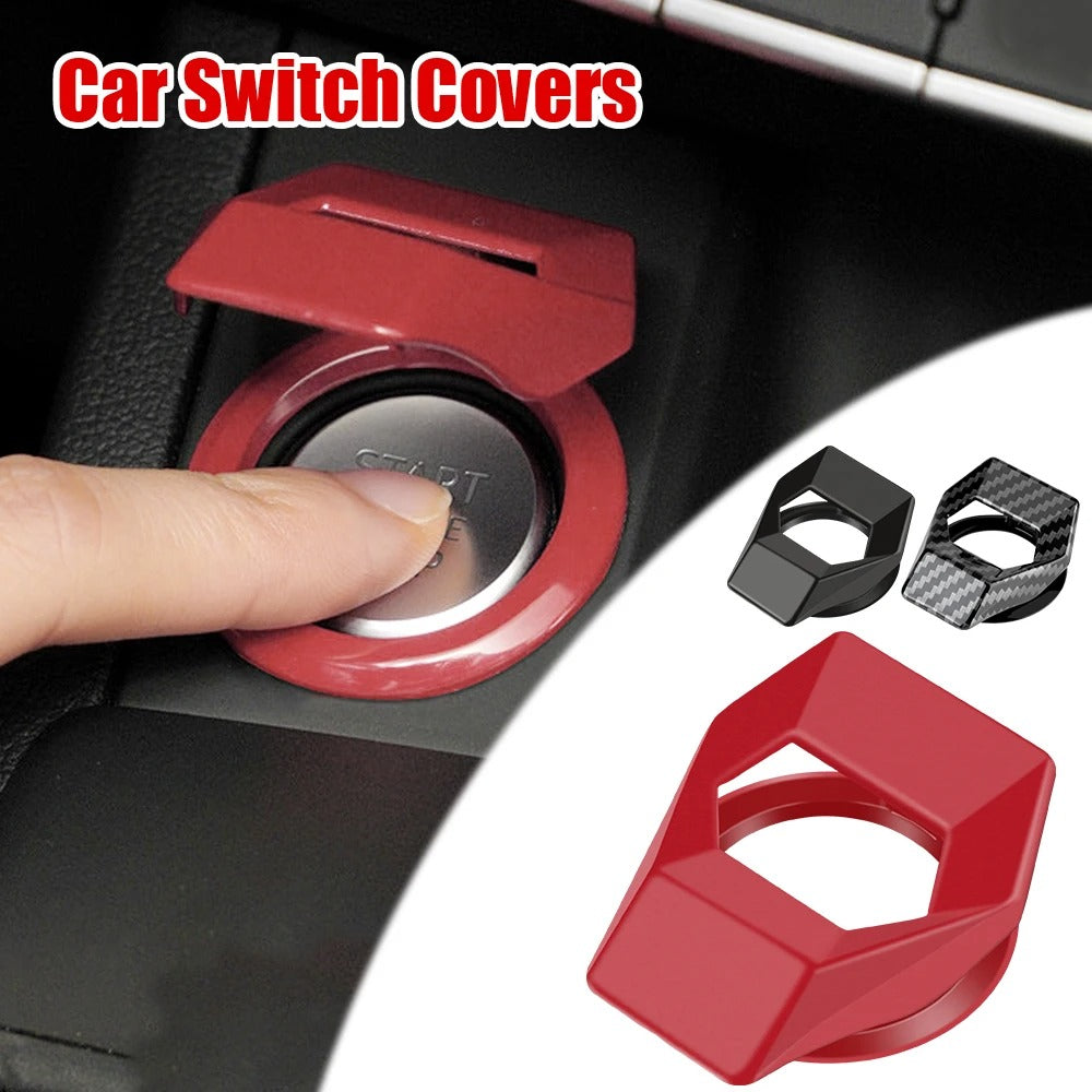 Universal Engine Start Button Cover – Stylish Metal Ignition Protector - Delicate Leather