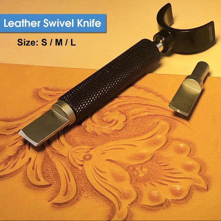 Leather Swivel Knife Set – Adjustable Brass Handle with Dual Blades for Precision Leather Carving - Delicate Leather