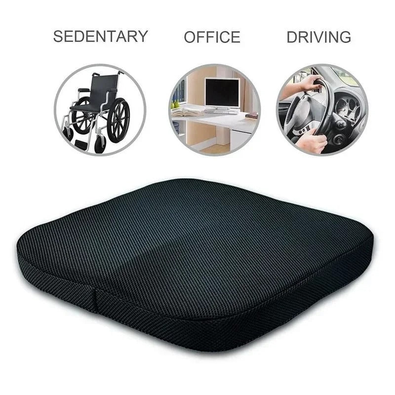 Orthopedic Memory Foam Seat Cushion – Sciatica and Back Pain Relief for Office Chairs & Car Seats - Delicate Leather