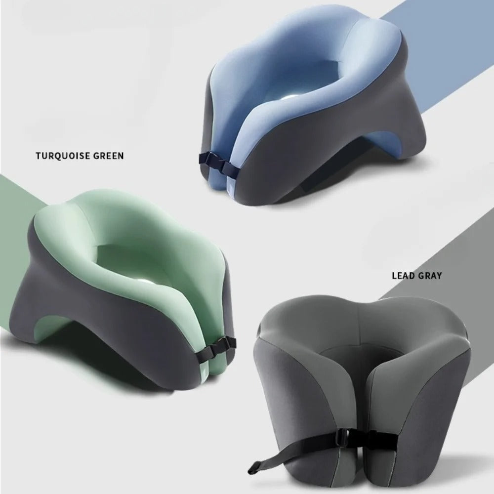 U-Shaped Memory Foam Nap Pillow – Portable Neck Pillow for Office, Travel, and Student Use - Delicate Leather