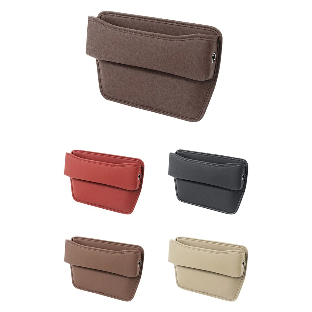 Leather Car Seat Gap Organizer – Universal Side Crevice Storage Box for Phone, Wallet, Keys & Cards - Delicate Leather