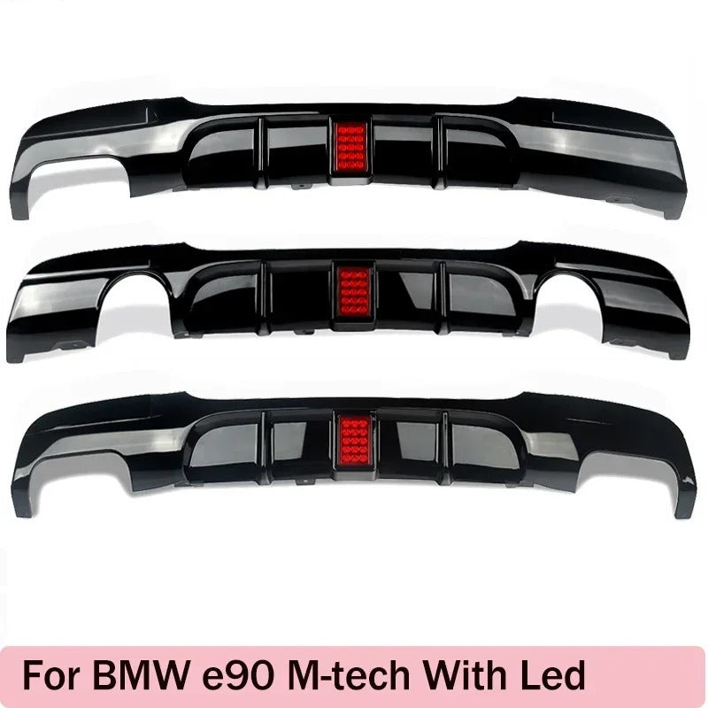 Rear Bumper Diffuser with LED Brake Light for BMW 3 Series E90/E91 (2006-2012) – M-Tech Bumper - Delicate Leather