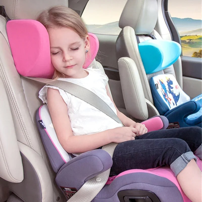 Memory Foam Children's Car Seat Headrest – Safety Neck Pillow for Kids - Delicate Leather
