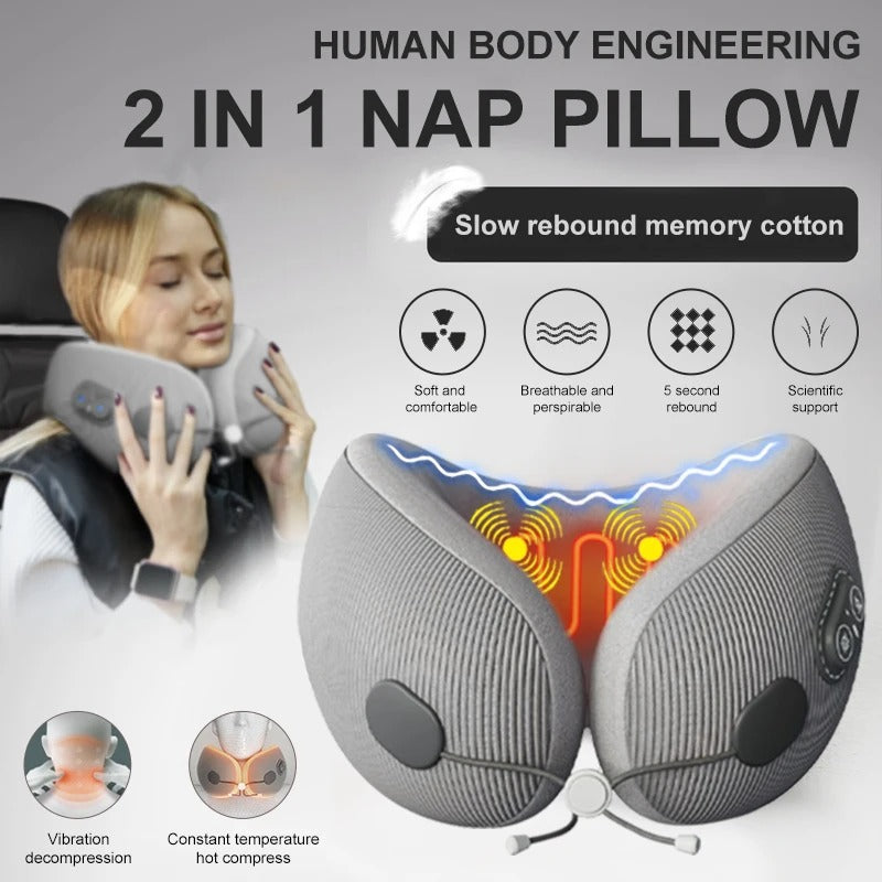 Portable U-Shaped Memory Foam Travel Pillow – Ergonomic Neck Protection and Cervical Support for Adults - Delicate Leather