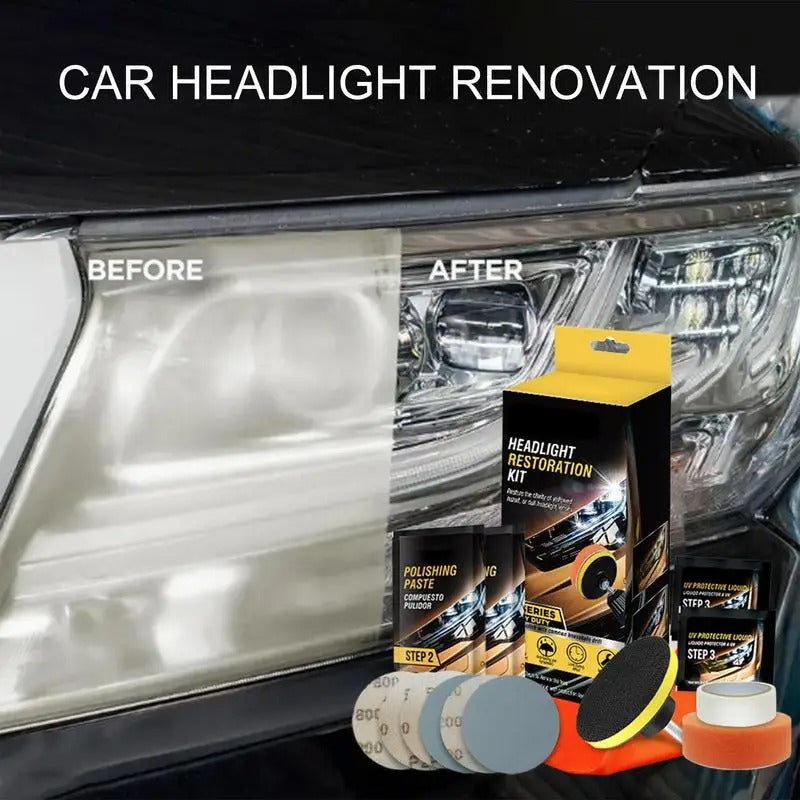 Car Headlight Scratch Repair Polish Tool – Comprehensive Headlight Restoration Kit - Delicate Leather