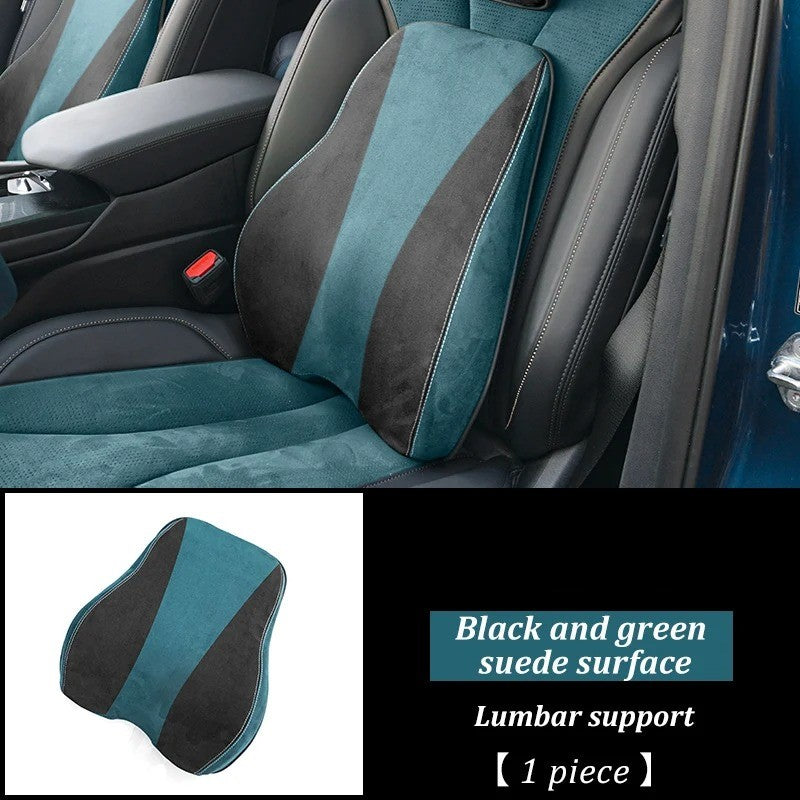 Memory Foam Car Headrest Pillow & Lumbar Support Cushion – Neck Holder & Seat Comfort for Ultimate Driving Relief - Delicate Leather