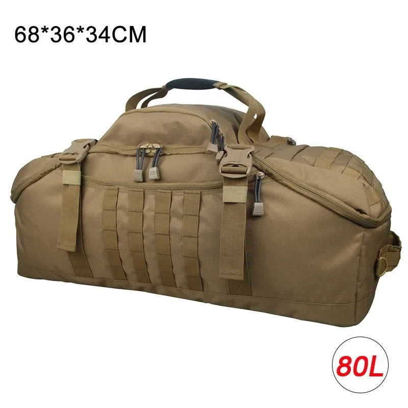 40L/60L/80L Molle Tactical Duffel Backpack – Multi-Function Gym, Travel & Outdoor Bag - Delicate Leather