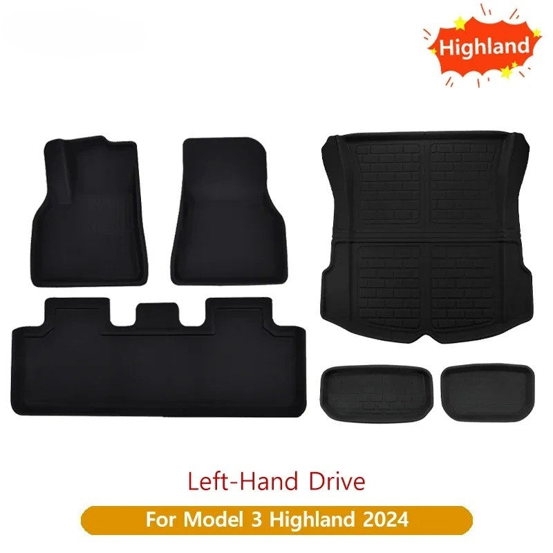 Tesla Model Y/3 Floor Mat & Trunk Luggage Mat (2017-2024) - All-Weather Protection for Left & Right Hand Drive (LHD/RHD) - Delicate Leather