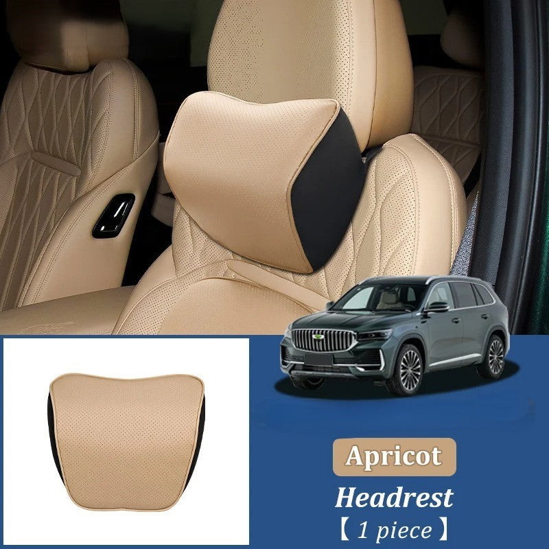 Memory Foam Car Headrest Pillow & Lumbar Support Cushion – Neck Holder & Seat Comfort for Ultimate Driving Relief - Delicate Leather